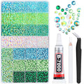 20000Pcs Green Rhinestones for Bedazzling with 1Pcs B7000 Jewelry Glue, Resin Rhinestones for Crafting Crafts DIY, Bedazzler Kit Gems for Clothing Shoes Tumblers Nail Art Assorted Size 3/4/5/6mm