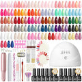 Peacecolor 65PCs Gel Nail Polish Kit with U V Light and Drill, 35 Colors Gel Nail Kit 5PCs Matte/Glossy/Glitter Top Base Coat Nail Rhinestones Manicure Tools Starter Kit Gifts for Women DIY