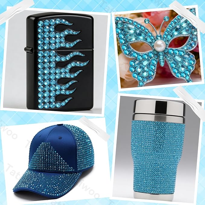 20000Pcs Peacock Blue Flatback Jelly Resin Rhinestones for Bedazzling, Mix Sizes Crystal Rhinestones Gems, Blue Gems Bedazzling for Crafting for DIY Face Makeup Crafts Tumblers