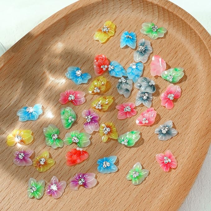 144pcs Trendy Acrylic Flowers Nail Decoration Accessories with 3D Nail Art Rhinestones Pearl Nail Charms Nail Flower Petal Design Nail Art Stud for Women DIY Manicures Jewelry Salon Nail Supplies
