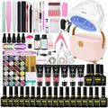 Gel Nail Polish Kit with 48W UV Lamp, 22pcs nail polish with Base Coat and Top coat, 6 Colors Extension Poly Nail Gel set，Nail Drill & More,Professional Manicure Tool for Home DIY Salon