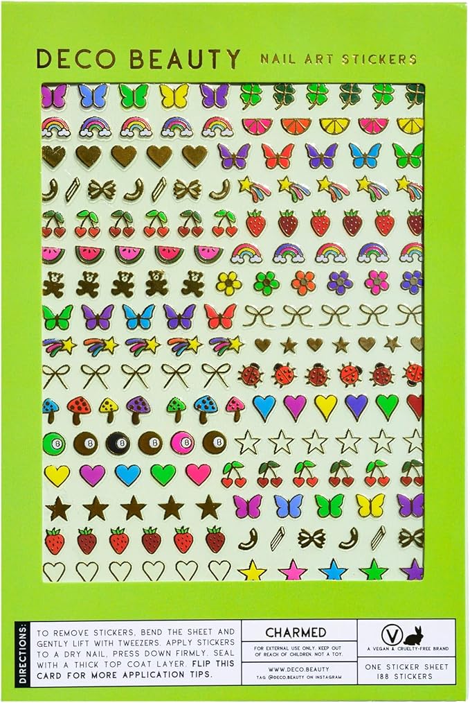 Deco Beauty Charmed -Super Thin & Easy-to-Apply Nail Art with The Cutest Designs-Durable & Long-Lasting Nail Art Stickers and Decals for Women, for DIY at-Home Manicures & Salon-Quality Nails