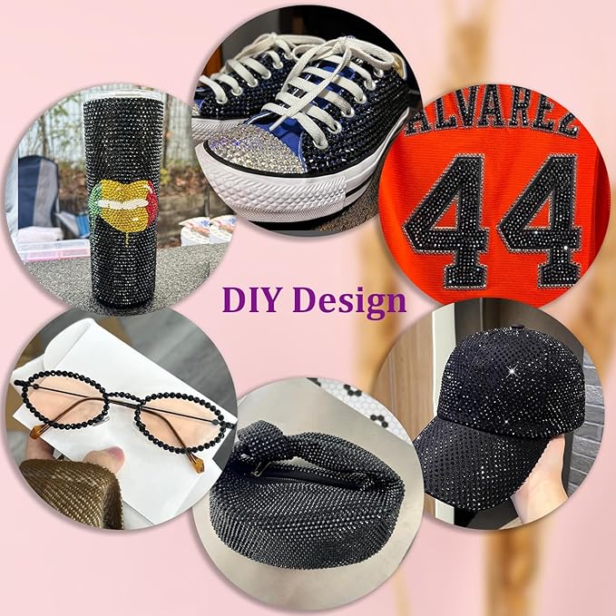 30000Pcs Black Rhinestones for Bedazzling with B7000 Jewelry Glue, Bedazzler Kit Bulk Flatback Gems, Resin Rhinestones for Crafting Crafts Clothing Shoes Fabric Nail Art Assorted Size 2/3/4/5/6mm