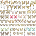 70pcs 3D Gold Butterfly Nail Charms - Luxury Y2K Nail Art Set with Gold Gems and Rhinestones