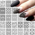 30 Sheets Black Nail Art Stickers Decals 3D Self-Adhesive Lace Nail Decals Retro Flower Designs Nail Supplies Summer Nail Decoration DIY Nails Accessories for Women