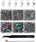 Beadsland 4300pcs Flatback Rhinestones,Green Rhinestones Nail Gems Round Crystal Rhinestones for Crafts,Mixed 6 Sizes with Picking Tweezers and Wax Pencil Kit, SS6-SS20,Green Volcano