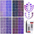 8 Color 2-6mm Purple Jelly Resin Rhinestones w B7000 Jewelry Glue for Bedazzling Crafting Flatback Stones Gems Diamonds for Nails Face Eyes Makeup Tumblers Bottles Crafts Clothes Shoes Phones