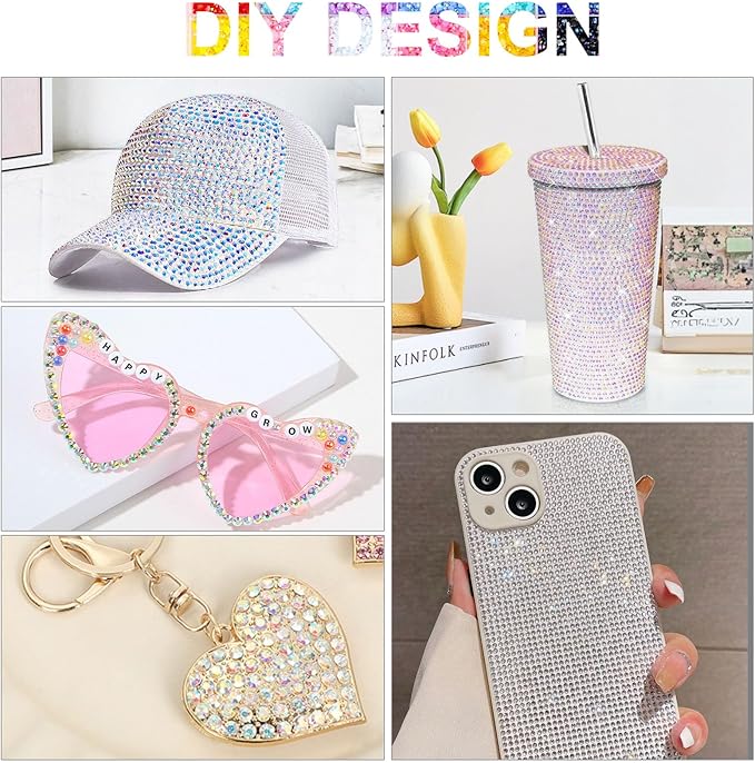 24 Colors Resin Jelly Rhinestone Bedazzling Kit, 17000Pcs Rhinestones for Bedazzling, 4mm Flatback Rhinestones bedazzle kit with 3 x 15ml B7000 Glue for Decorating Shoes Nail Book Diamond Art Crafting
