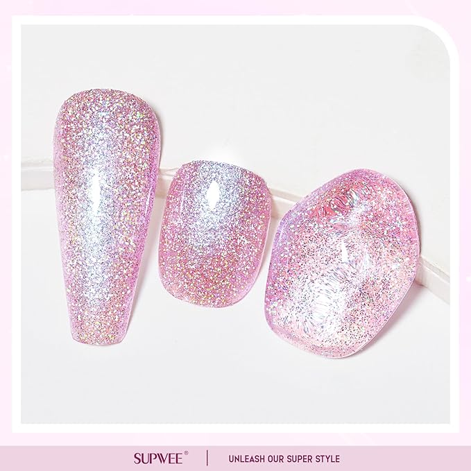 Quick Dry Glitter Nail Polish Holographic Finger Nail Polish Non Gel High Glossy Shiny Shimmer Nails Laquer Oil-based Holo Fingernail Air Dry Fast Manicure Gift For Women Girls 16ml, 0.54fl oz