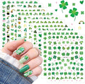 10 Sheets St. Patrick's Day Nail Art Stickers Green Shamrock Nail Stickers 3D Self-Adhesive Spring Nail Decals Four-Leaf Clover Rainbow Gnome Hat Designs Lucky of Irish Nail Decorations for Women DIY