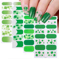 4 Sheets St Patrick’s Day Gel Nail Stickers for Nail Art Green Shamrock Gel Nail Polish Strips Clover with Glitter Design Irish Stickers Full Wrap Gel Nail Strips Sticker for Women Manicure Salon