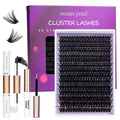 Ocean Pearl Lash Clusters 10-20mm Thick 300D Volume Eyelashes Clusters Lashes 300PCS Lash Extension Kit Eyelash Extension Kit Individual Lashes DIY Lash with Lash Bond+Seal+Remover+Tweezer-300D