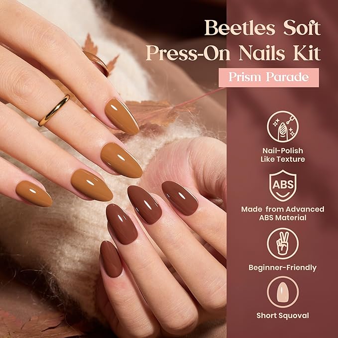 Beetles Press On Nails Kit - Prism Parade | 720Pcs 24 Colors Short Almond Press On Nails | 15 Sizes Matte Glossy Glitter With Nail Glue & Nail Tabs Stickers, Fake Nails Kit Art For Women
