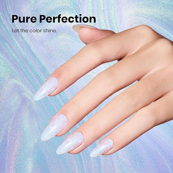 Beetles Pearl Gel Nail Polish - 15ml Stay Shining Iridescent Mist Gel Polish White Blue Sparkle Thread Effect Nail Art Uv Led Home Salon Long-Lasting Soak-Off Nail Gel Gift for Women