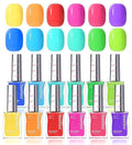 Beetles Neon Nail Polish Set - Quick Dry Nail Polish Kit 12 Colors Hot Pink Green Blue Yellow Red Regular Air Dry Fingernail Polish Pack for Women Valentines Gift Beetles Cocktails 12 Colors