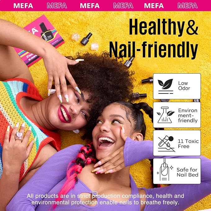 MEFA 19 Pcs Gel Nail Polish Kit with U V Light, 12 Colors All Seasons Soak Off Gel Polish Nail Set with Base Top Coat Essential Manicure Tools Beginners Salon Nails Art DIY