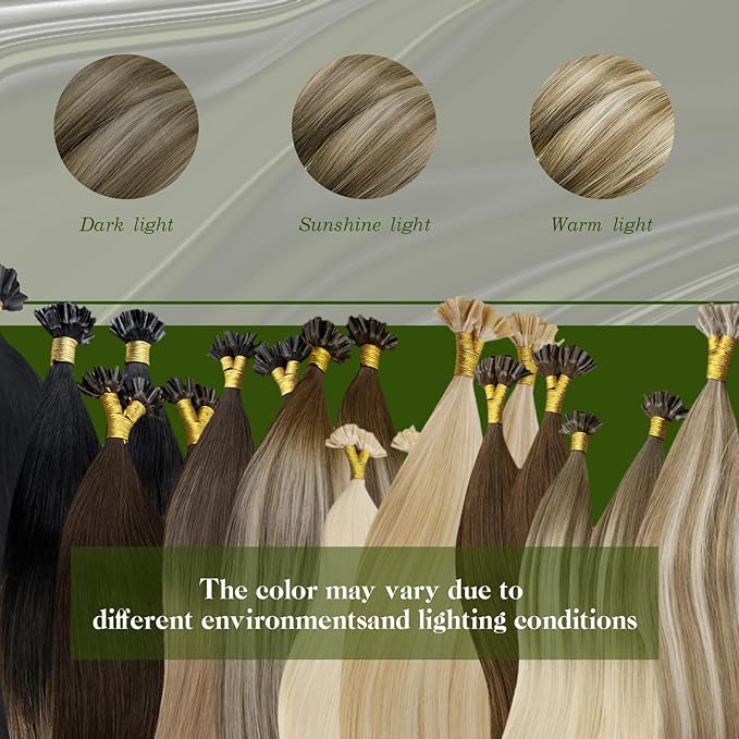 RUNATURE U Tip Hair Extensions Real Human Hair,Ombre Blonde 24 Inch Hot Fusion U Tip Extensions Long U tips Remy Hair Extensions #BA8/60 50g 50 Strands