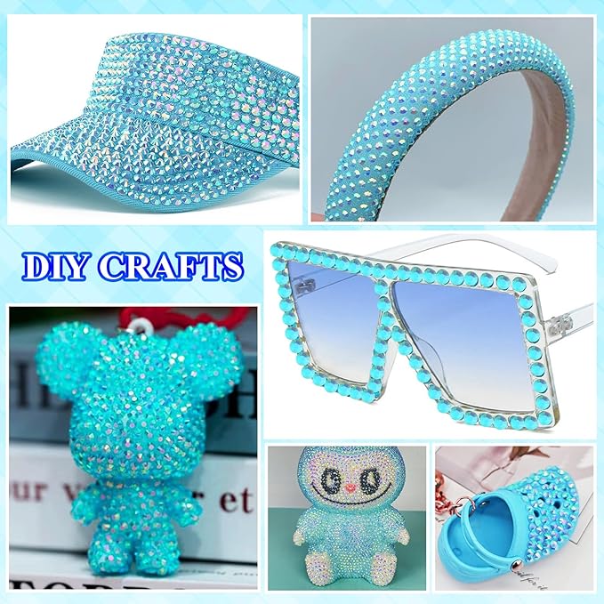 20000Pcs Blue AB Flatback Jelly Resin Rhinestones for Bedazzling, Mix Sizes Crystal Rhinestones Gems, Blue Gems Bedazzling for Crafting for DIY Face Makeup Crafts Tumblers
