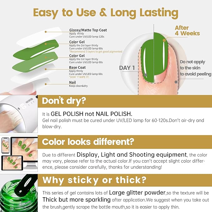 YTD Likomey Crystal Green Gel Nail Polish,15ml Sheer Translucent Jelly Glass Fine Pigment Nail Gel,Fall Winter Salon Home DIY Manicure and Pedicure Fall Winter UV Color Varnish,CS482