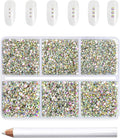 Beadsland 7200pcs Flatback Rhinestones,AB Crystal Rhinestone Nail Gems Round Crystal Rhinestones for Crafts,Mixed 6 Sizes with Wax Pencil Kit, SS3-SS10,Crystal AB