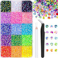9000Pcs Resin Jelly Rhinestones with Tweezers for Crafting, Mixed-Color 4mm Flatback Gems, Bedazzling Crystal for DIY Crafts Clothing Tumblers Mugs Shoes Fabric Nail Art