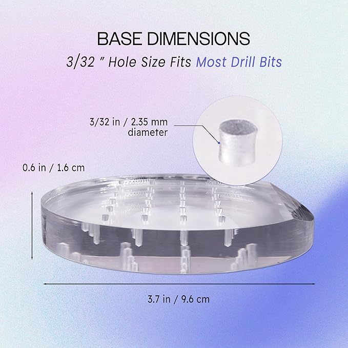 PANA Round Transparent Acrylic Nail Drill Bit Holder Display Organizer Stand - Carbide Bit Storage Mount For Manicure Tools Nail Salon - 12 Holes Clear (Drill Bits Not Included)
