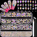 1680Pcs AB Glass Nail Rhinestones 180Pcs Multi Shapes Flatback Nail Gems + 1500Pcs 1.5-4mm Round Crystal, Manicure Nail Charms Diamond Gemstones for Acrylic Nails Decoration