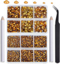 NCB Hotfix Iron on 8000pcs Crystal Rhinestones Round Gem for Crafts Decoration DIY Jewelry Making with a Tweezers and 2 Picking pens (Topaz, 6Sizes SS4-SS30)