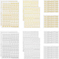 ANCIRS 12 Pack Resin Mini Letter Stickers for Nail Art, Glittering Epoxy Alphabet Number, Self Adhesive Scrapbook for DIY Craft - Gold & Silver