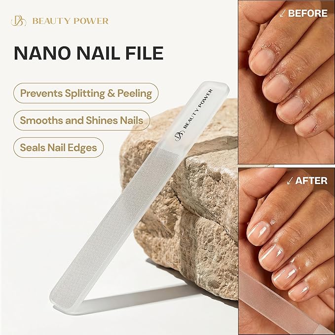 Nail Clippers Set 3 in 1 - Stainless Steel Toe Nail Clippers, Fingernail Clipper, Glass Nail File, Anti Splash, Ergonomic Grip in PU Leather Travel Case for Men & Women - Valentine's Gift