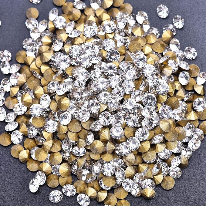 1440pcs Rhinestones Round Point Back Crystal Gem Glass Diamante Rhinestones Nail Art Decoration Jewelry Finding Beads Craft Gems (Transparent, 2.5mm)