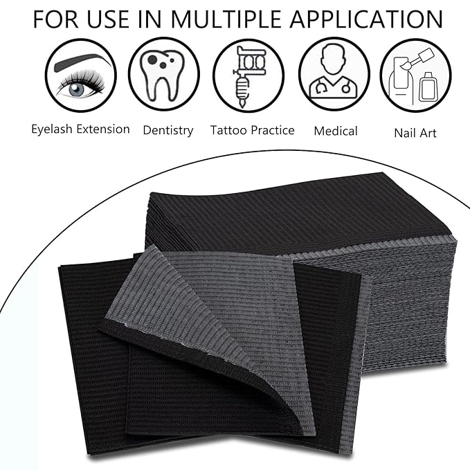Nail Table Mats Disposable Nail Art Paper Towels,50PCS Black Waterproof 3 Ply Nail Art Paper 13" X 17" Pads for Nail Table Decoration Kit,Nail Art Accessories