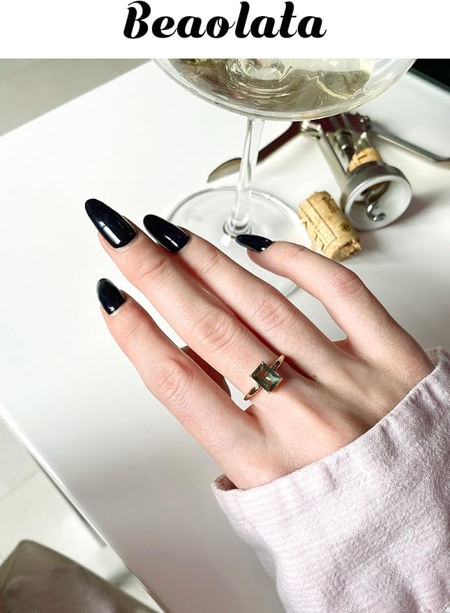 Semi Cured Gel Nail Strips - UV Light Gel Nail Stickers - 20 Long Lasting Salon Quality Wraps (Black Night of Agates)