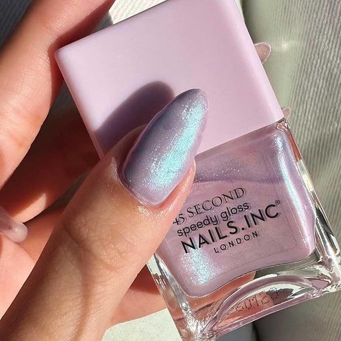 Nails Inc 45 Second Speedy Gloss, Lana, Lilac Shimmer, Metallic, No Chip, Long Lasting, Quick Dry, Air Dry, Professional Manicures & Pedicures, Fingernails & Toenails, Vegan Nail Polish, 0.47 Fl Oz