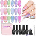 Beetles Cat Eye Gel Nail Polish Set - 6 Colors Summer Rainbow Cat Eye Gel Pink Blue Green Purple Orange Gel with Magnet Soak Off UV Iridescent Halo Collection Salon Nail Art Manicure Gift for Women