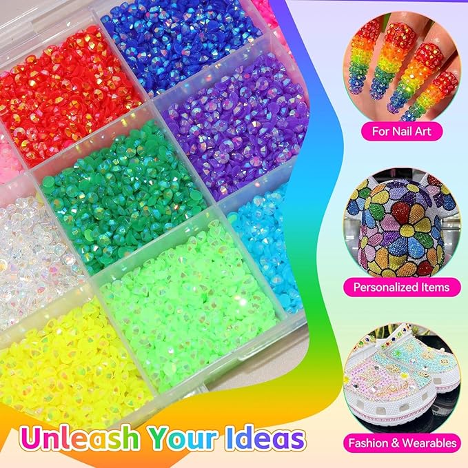 15000Pcs Color Rhinestones for Bedazzling Kit, 3mm Jelly Bedazzling for Crafting, Resin Flatback Rhinestones for Bedazzling, Color Gems Diamond for Crafting Face Makeup DIY Accessories