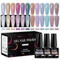 MTSSII Reflective Glitter Gel Nail Polish Set for Christmas Nails 12 Colors Including Pink Purple Silver Holographic Gel Polish Kit UV LED Soak Off Nail Polish Home DIY Manicure Nail Salon Varnish