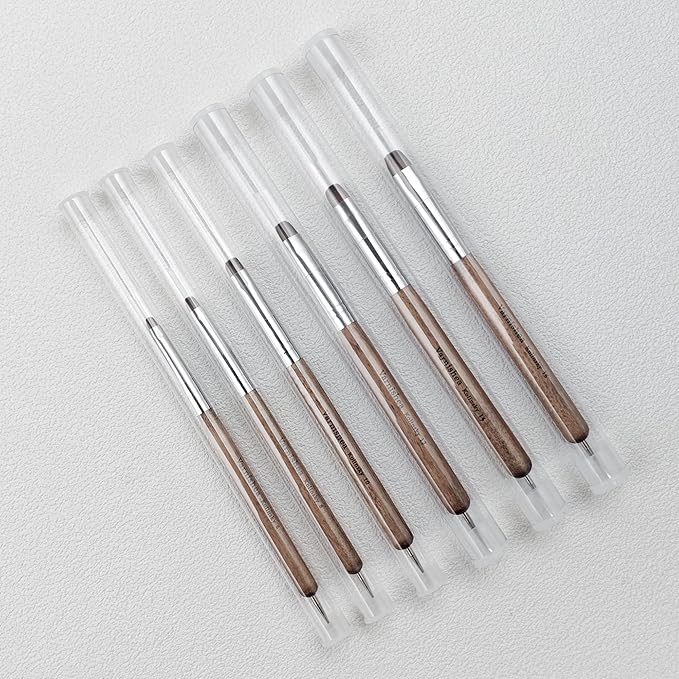 Kolinsky French Tip Nail Art Brush Solid Wood Handle Gel Acrylic Nail Dotting Tool for Manicure Clean Up and Dotting Manicure Tool Professional Nail Brush - Size 16, 1.0 Count