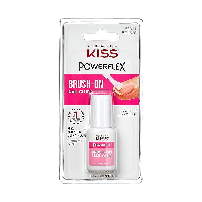 KISS Powerflex, Nail Glue for Press On Nails, Nail Bond, Includes 5g Brush-on Glue