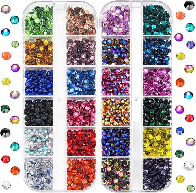 BLINGINBOX bedazzler kit Rhinestones 0.15inches SS16(3.8-4mm) 24 Colorful Nail Art Rhinestones Flatback Crystal gems 2 Boxes for colthes Wallet Camera Phone Doll Toy Decoration