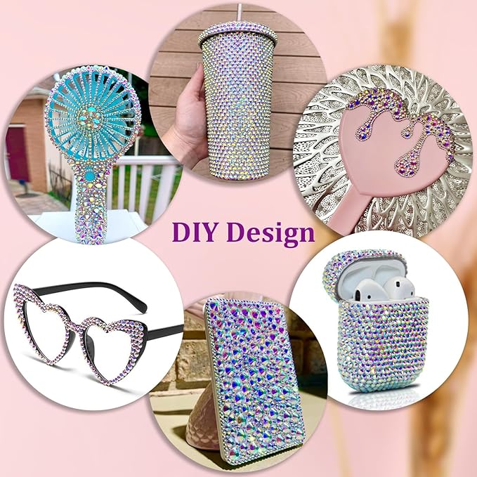 30000Pcs AB Rhinestones for Bedazzling with B7000 Jewelry Glue, Bedazzler Kit Bulk Flatback Gems, Resin Rhinestones for Crafting Crafts Clothing Shoes Fabric Nail Art Assorted Size 2/3/4/5/6mm