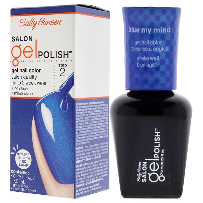 Sally Hansen Salon Pro Gel Nail Polish Lacquer, Blue My Mind, 0.24 Fl. Oz. (Pack of 2)