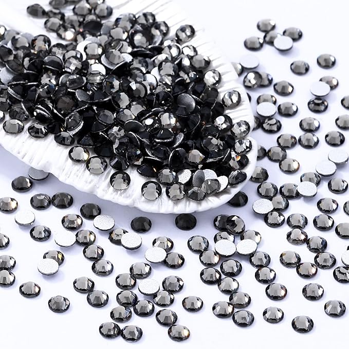 Gray Flatback Rhinestones, Glass Rhinestones for Nail Art and Craft, Glue Fix, Loose Crystal Gemstones(Gray, SS6, 1440pcs, 1.9-2.0mm)