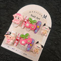 10Pcs(1Pack) Handmade Press On Nails 3D Flower Nails Cute Catoon Kitten Nails for Women Party Holiday Daily Wear Size S