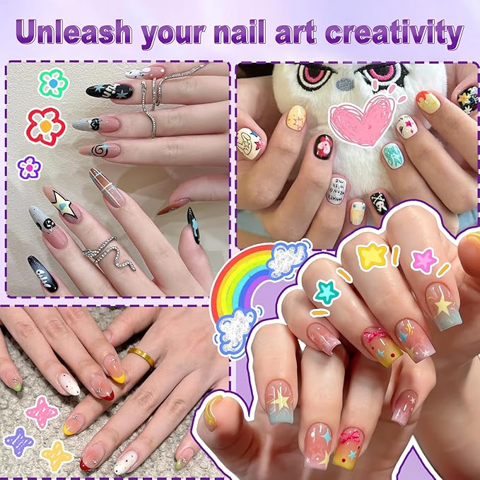 12 Colors Nail Art Pens, 0.5MM Fine Tip Nail Art Markers, Quick-Drying 3D Nail Polish Pens for DIY Nail Art Design, Drawing Painting Dotting Liner Doodle Manicure Tools Home & Salon