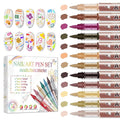 12 Colors Nail Art Pens Set, Nail Art Markers Polish Pens for Painting Nails, Acrylic Paint Drawing Painting Dotting Markers Pen Quick Drying Nail Art Design Manicure Tools 06 Brown
