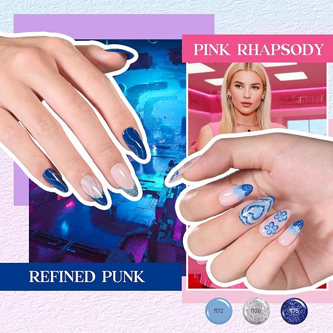 Beetles Gel Liner Nail Polish Set 50 Colors French Tip Nail Art Polish Glitter Brown Purple Blue Gel Nails White Pink Swirl Nails Painted Cat Eye Build in Thin Brush Gift for Women