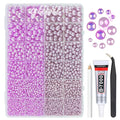 2 Styles Solid Purple+ Light Purple AB Flatback Pearls for Bedazzling Crafting 3mm-10mm Half Round Beads Gems Bedazzler Kit for Nails Face Eyes Makeup Tumblers Bottles DIY Crafts Shoes﻿ Phones