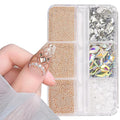HNUIX 3D Nail Art Charms Rose Gold Nail Micro Caviar Beads Rhinestones for Acrylic Nails Mix Size Multishape AB Nail Rhinestones Nail Crystal Studs Flatback Pearl Kit for Nail DIY Craft Decoration