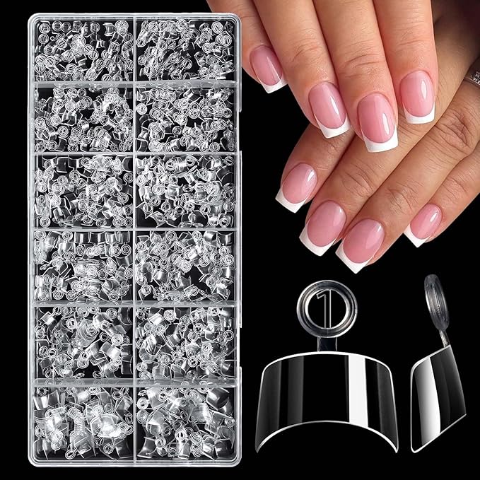 600pc French Square Gel Nail Tips Short Fake Nails Clear Press ons Nail, Short Square Nails Tips Acrylic Nails Extension French Soft Gel Nails Tip Half Cover False Nail Clear Artficial Fingernail